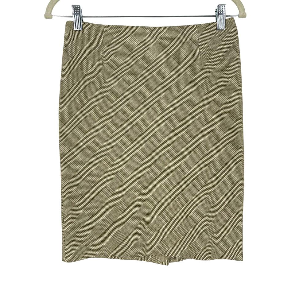 Vintage Express Pencil Skirt Size 0 Brown Glen Plaid‎